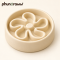 phunaraww™ Petal Path Silicone Slow Feeder Dog Bowl — 2-Cup Capacity, Rounded Maze Ridges, 8.5-Inch, Buttercream