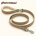 phunaraww™ Ribbon Trail Dog Leash — 6-Foot Woven Lead, Padded Handle, Swivel Clip, 3/4-Inch Wide, Sage & Peach