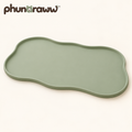 phunaraww™ Puddle Border Silicone Pet Feeding Mat — Raised-Edge Dog & Cat Bowl Placemat, 20 × 12 Inches, Sage